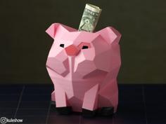 Waddles Low Poly Piggy Bank 3D Printer Model