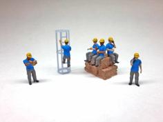 N Scale Construction Workers Misc. Poses 3D Printer Model