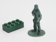 Gas Mask Soldier On Stand 3D Printer Model