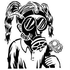 Gas Mask Girl Stencil 3D Printer Model