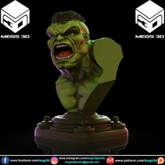 HULK BUST 3D Printer Model