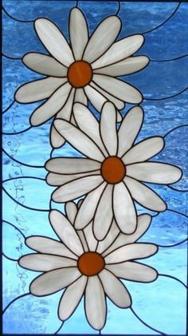 3 White Daisies (Stained Glass) 3D Printer Model