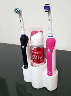 Electric Tooth Brush & Tooth Paste Holder 3D Printer Model