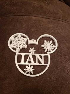 Mouse Snowflake Custom Name Ornament 3D Printer Model