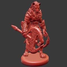 Lion Tabaxi Barbarian Miniature 3D Printer Model