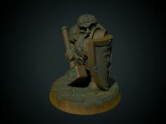 Dwarf Paladin 28mm (supportless, FDM Friendly) 3D Printer Model