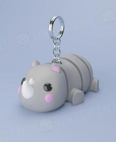 Flexi Rhino Keychain 3D Printer Model