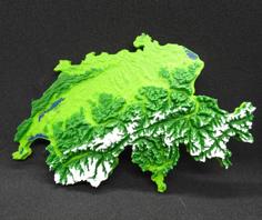 3D Topographical Relief Map Of Switzerland 3D Printer Model