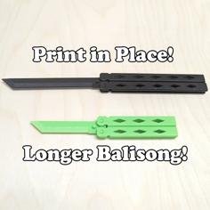 Longer Butterfly Knife – Print In Place – (Balisong) 3D Printer Model