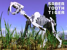 Sabertooth Tiger Smilodon Skeleton 3D Puzzle Kit Card 3D Printer Model