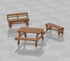 Park Bench Set H0 Scale 3D Printer Model