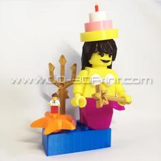 Lego Giant Mermaid Mini Figure W/ Birthday Hat 3D Printer Model