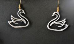 Swan Outline Earrings 3D Printer Model