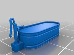 N Scale Water Trough With Hand Pump 3D Printer Model