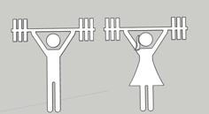 Toilet Sign Male/female “Fitness Chuli” 3D Printer Model