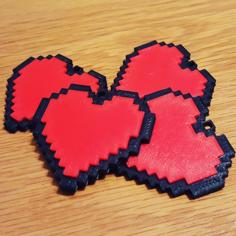 8-bit Heart Keyring 3D Printer Model