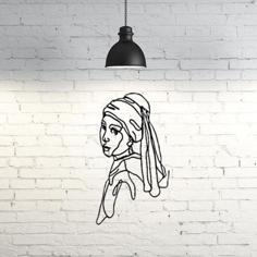 Girl With A Pearl Earring I Johannes Vermeer I Line Art 3D Printer Model