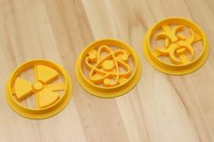 Atom, Bio Hazard, Nuclear Signs Cookie Cutters 3D Printer Model