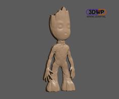 Baby Groot Bas Relief 3D Printer Model