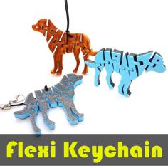 Flexi Articulated Dog Keychain 3D Printer Model