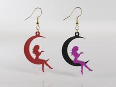 The Woman On The Moon Earrings 3D Printer Model