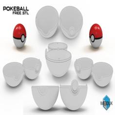 Pokemon Pokeball – 5 Parts – Fully Opens 3D Printer Model