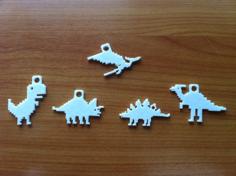 Dino 8-bit Keychain 3D Printer Model