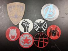 Infinity War Hero Logos (Dual Or Single Material) 3D Printer Model