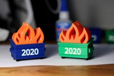 Multi-color 2020 Dumpster Fire Ornament 3D Printer Model