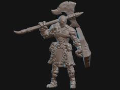 Warforged Barbarian Miniature 3D Printer Model