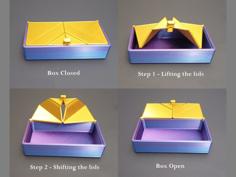 Luxurious Storage Box With Origami Folding Lid(s) 3D Printer Model