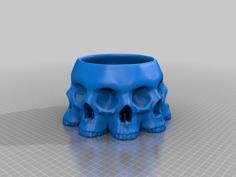 Bowl Of 9 Skullfaces For Halloween 3D Printer Model