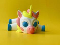 Articulated Unicorn, Cute Flexi Toy Multicolor 3MF, STL 3D Printer Model