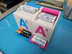 Stackable Battery Holders Improved – With Multi Color Printing Labels 3D Printer Model