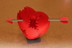 Arrow Through Gear Valentine’s Heart With Stand! 3D Printer Model