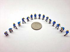 N Scale Construction Workers Set 1 3D Printer Model