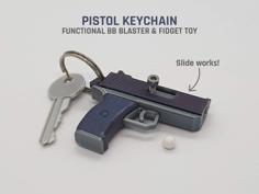 Pistol Keychain — Functional BB Blaster / Fidget Toy 3D Printer Model