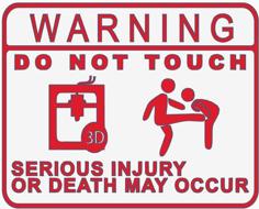 Do Not Touch 3D Printer Sign (Kicking Version) 3D Printer Model