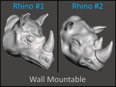 2 Rhino Heads For Wall (Large) 3D Printer Model