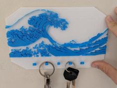 Keyholder The Great Wave Off Kanagawa Key Hook 3D Printer Model