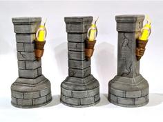 Stone Pillar With Flickering Torch 3D Printer Model