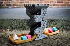 Brick Dice Tower With Fold-Up Wooden Drawbridges 3D Printer Model