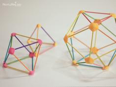 Platonic Solid Toys (Polyhedron Connecter With Wooden Bars) 3D Printer Model