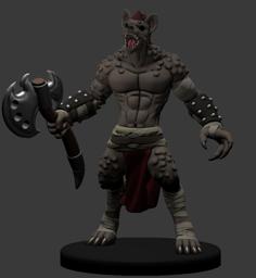 Gnoll Berserker Miniature 3D Printer Model