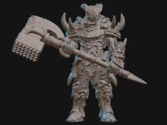 Armored Barbarian Miniature 3D Printer Model