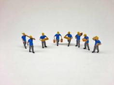 N Scale Construction Workers Carrying 3D Printer Model