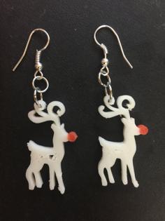 Christmas Deer Earrings 3D Printer Model