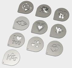 Valentine Day Coffee Decoration Templates 3D Printer Model