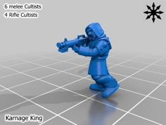 10 X 15mm Scale Chaos Cultists – Ranged And Melee (by KarnageKing) – Pre Supported 3D Printer Model