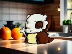 Cute Cubone Chibi Pokemon Fridge Magnet/Keychain 3D Printer Model